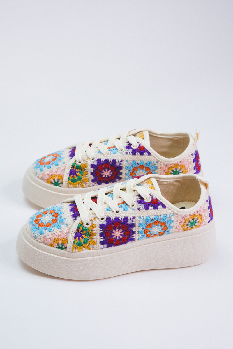 Rambling Crochet Platform Sneaker, Pink Multi | Dirty Landry
