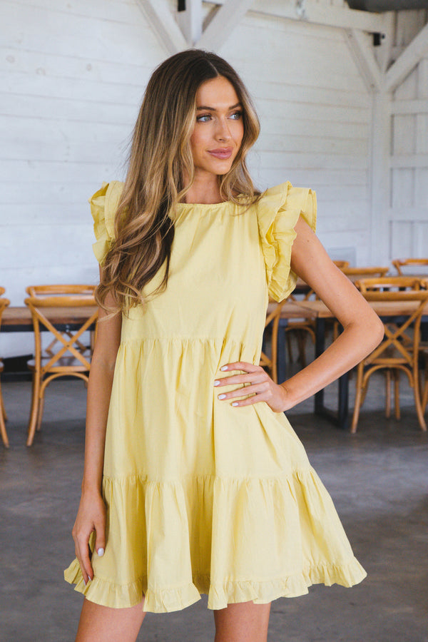 Tylee Tiered Dress, Sandy Yellow