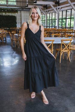 Eliora Pleated Neckline Dress, Black | Steve Madden