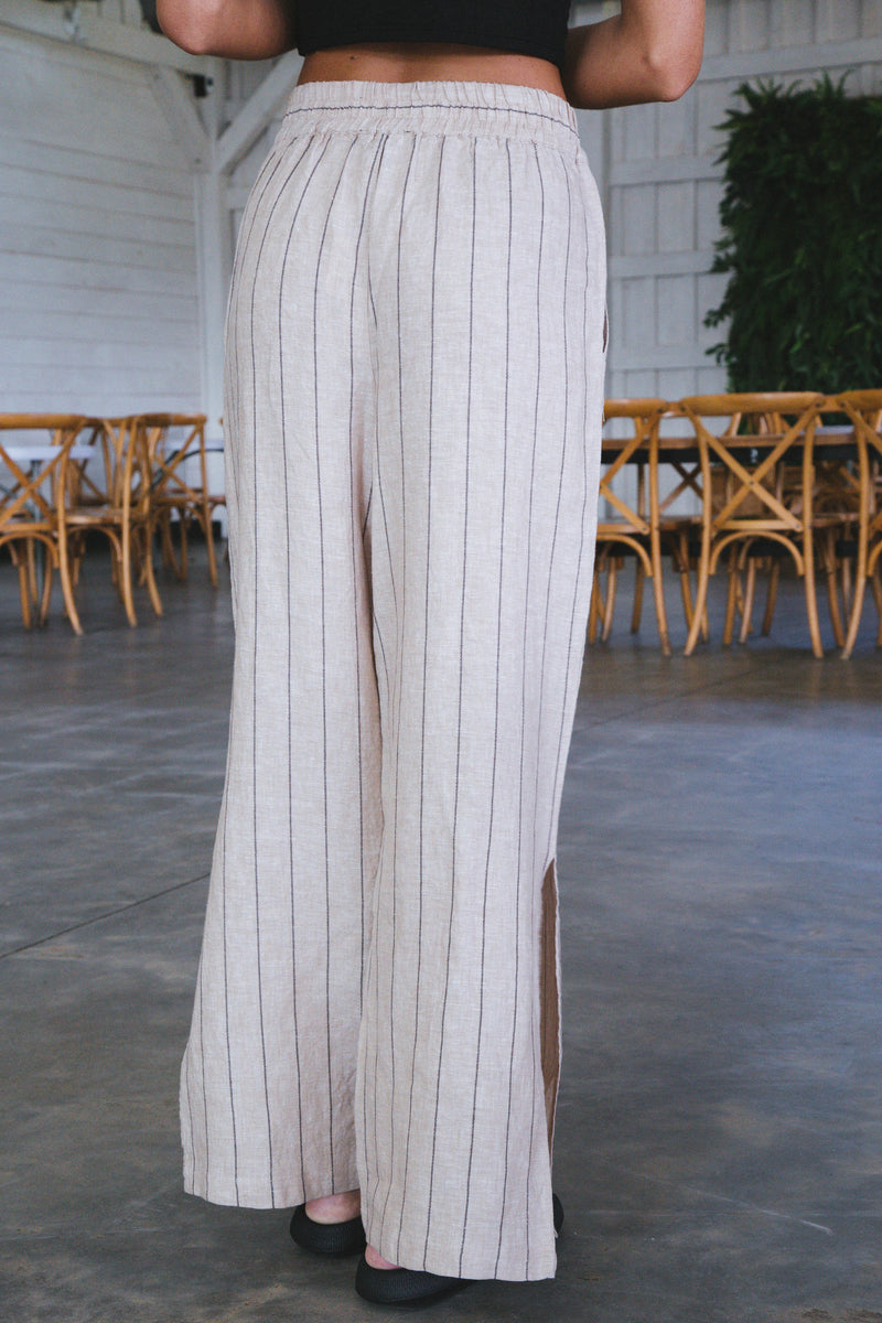 Selina Side Slit Wide Leg Pant, Artisan Stripe | Sanctuary