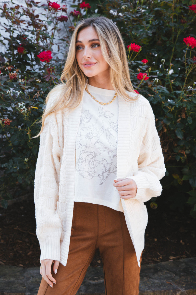 Allure Cardigan Sweater, Cream