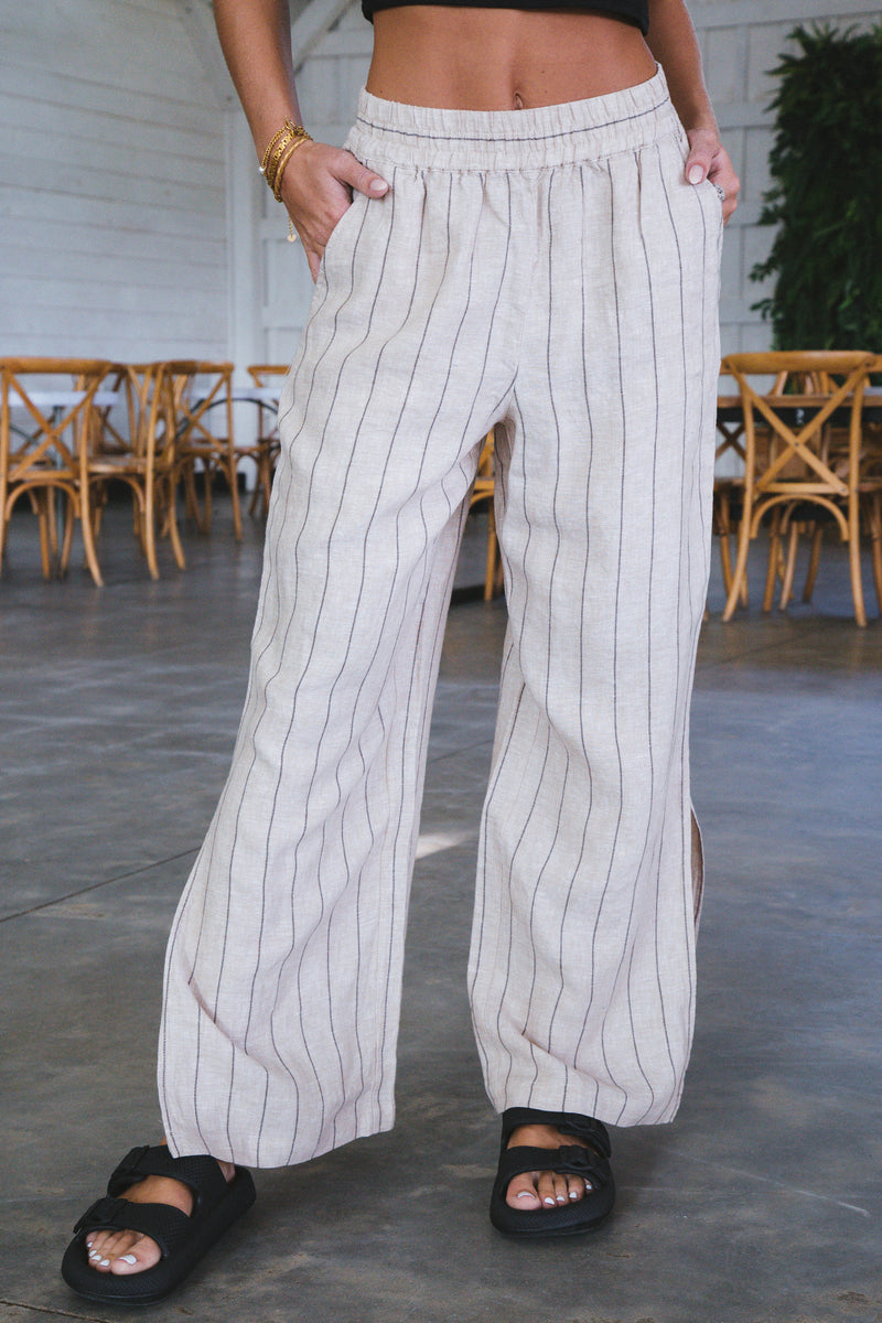 Selina Side Slit Wide Leg Pant, Artisan Stripe | Sanctuary