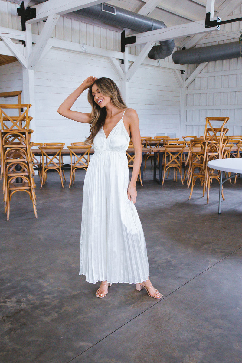 Dream Of Me Pleated Jumpsuit, Cream