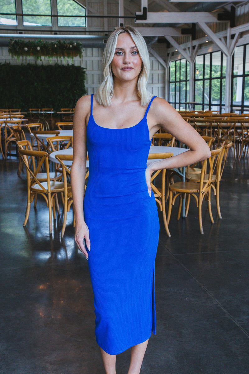 Neriah Spaghetti Strap Midi Dress, Royal Blue