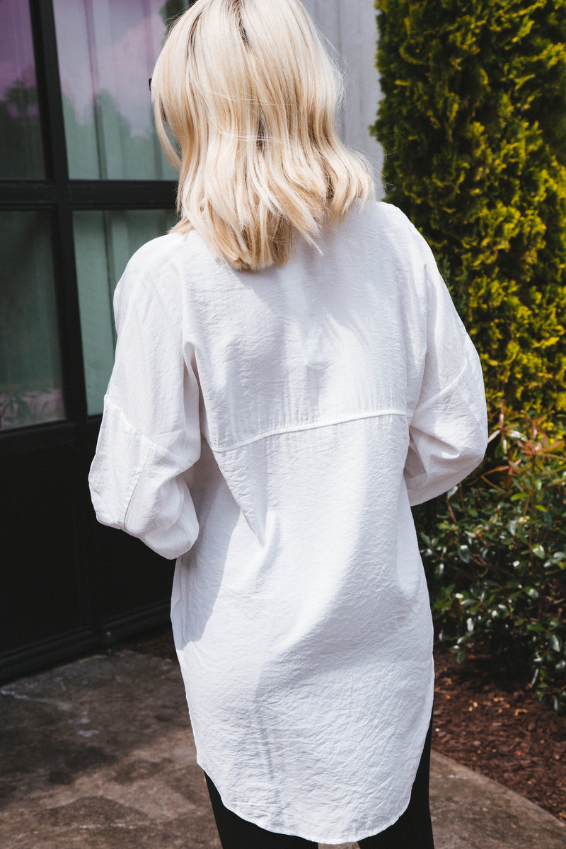 Stay Chic Button Down Shirt, White