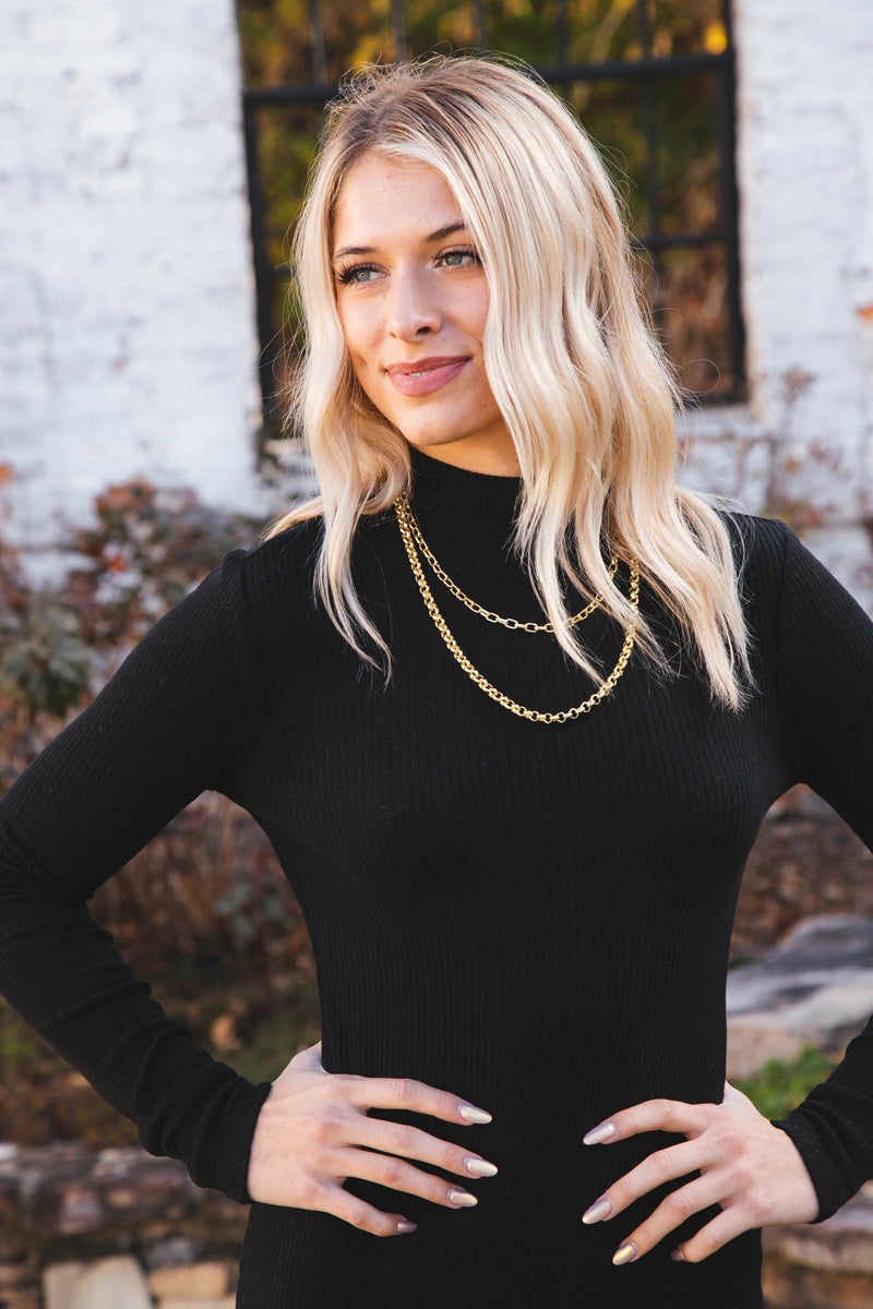 Emery Knit Midi Dress, Black