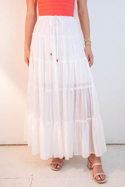 Stephanie Drawstring Waist Skirt, Off White