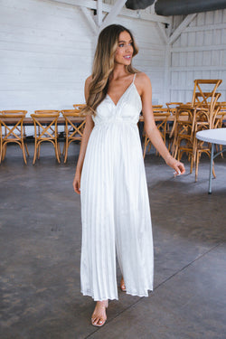 Dream Of Me Pleated Jumpsuit, Cream