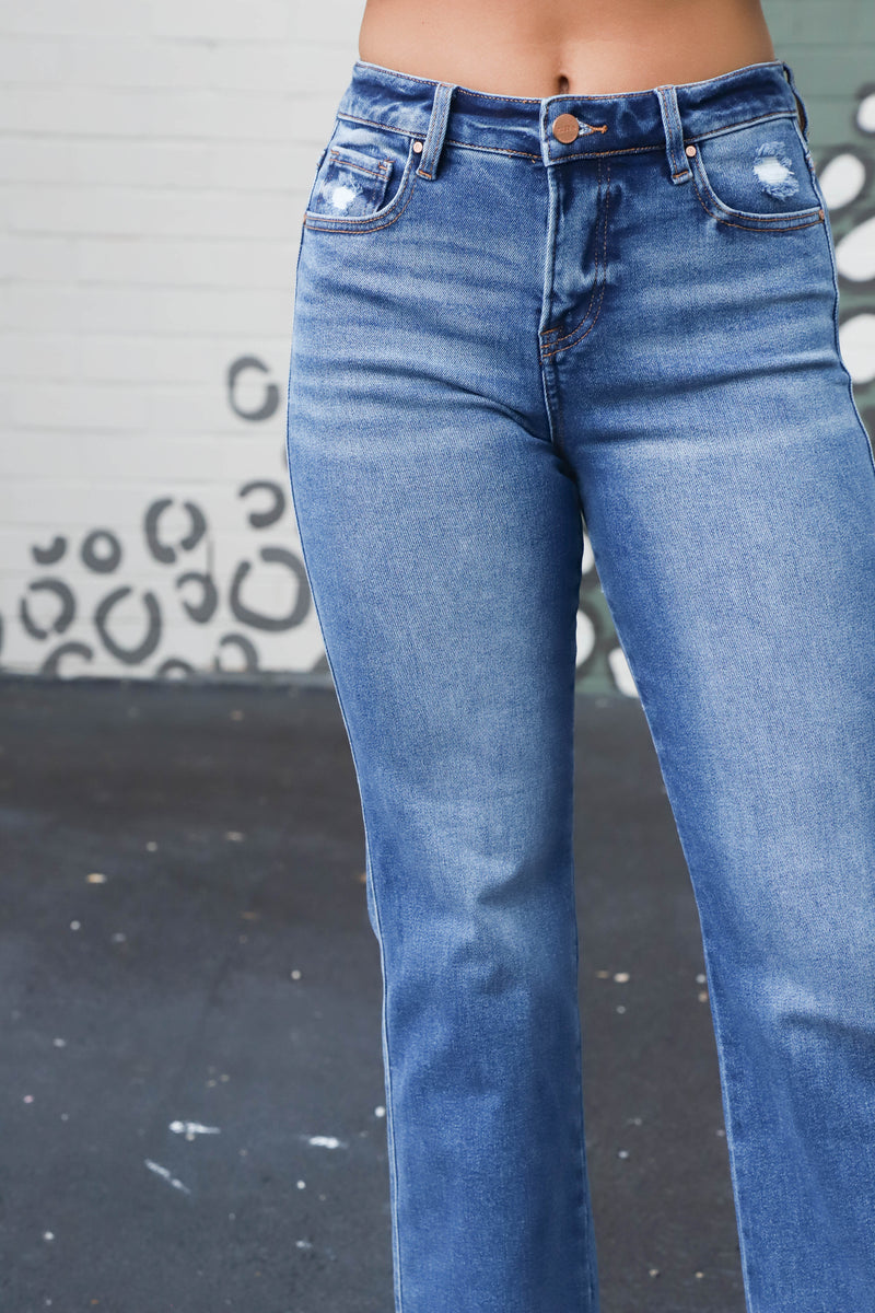 Averie High Rise Ankle Straight Jeans, Dark
