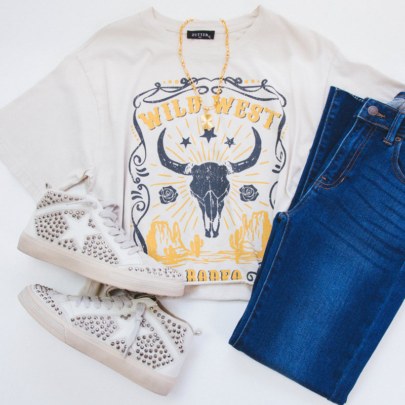 Wild West Rodeo Cropped Tee, Antique White