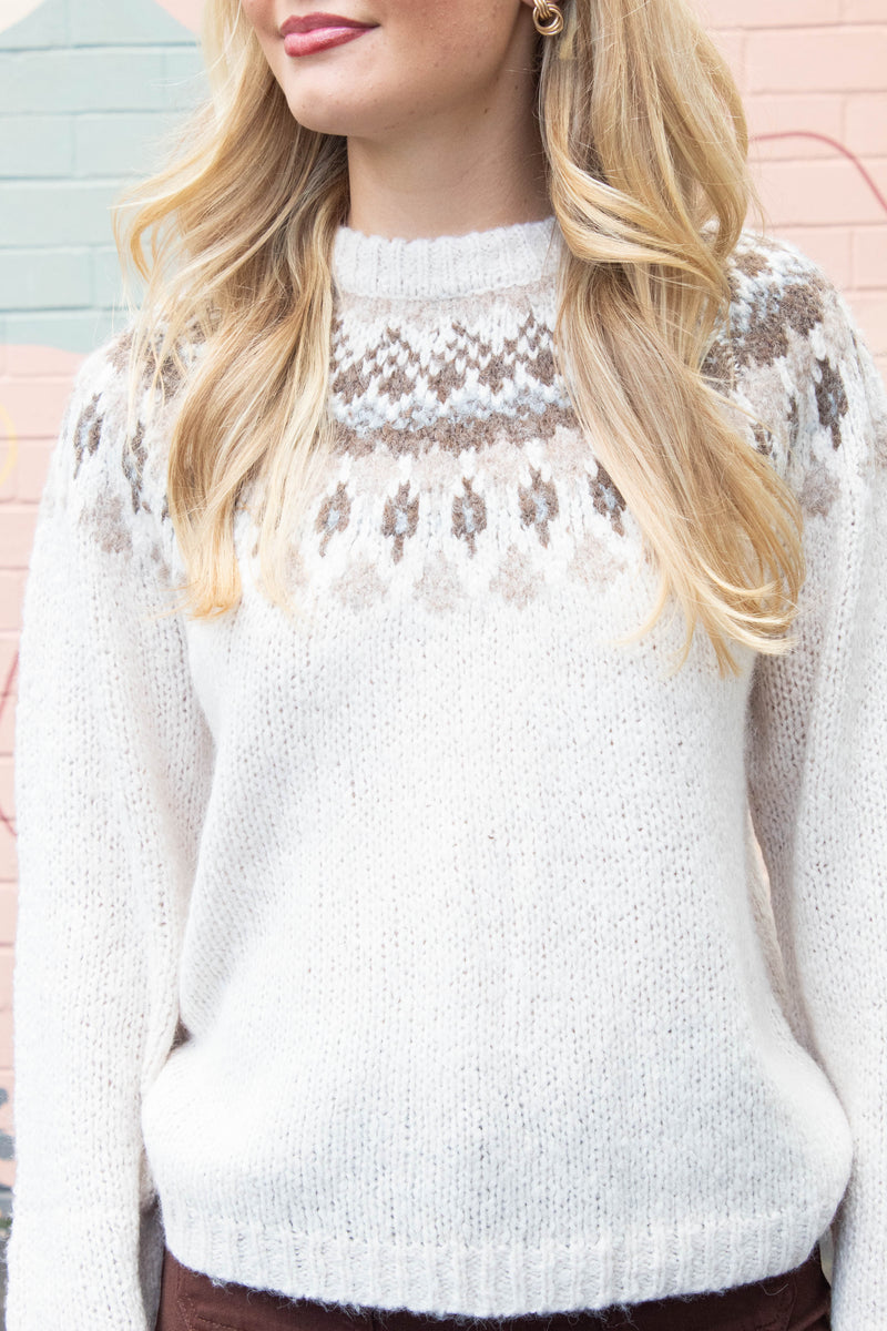 Margaret Fair Isle Pattern Sweater, Ivory Multi