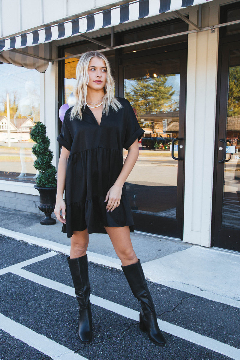 Serrano Tiered Dress, Black