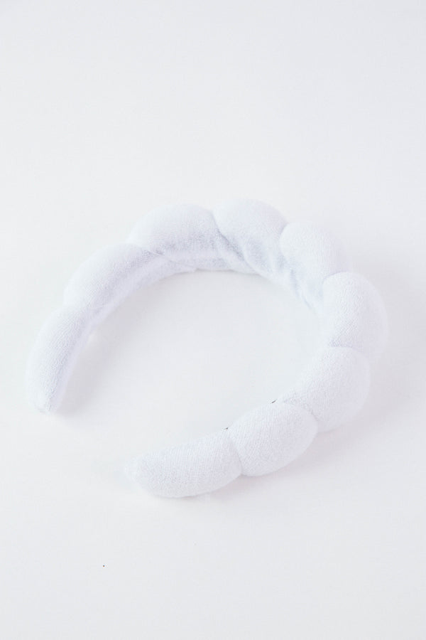 Spa Towel Scalloped Headband, White