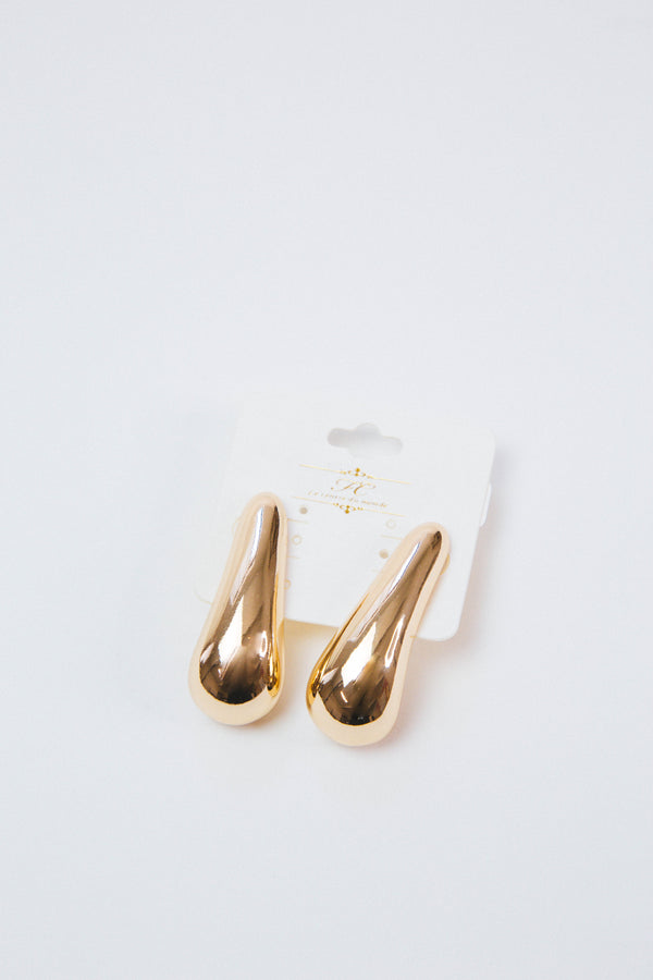 Chunky Teardrop Earrings, Gold