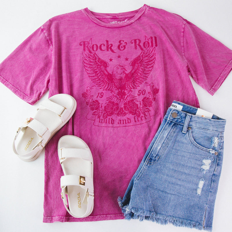 Rock & Roll Oversized Graphic Tee, Mineral Magenta