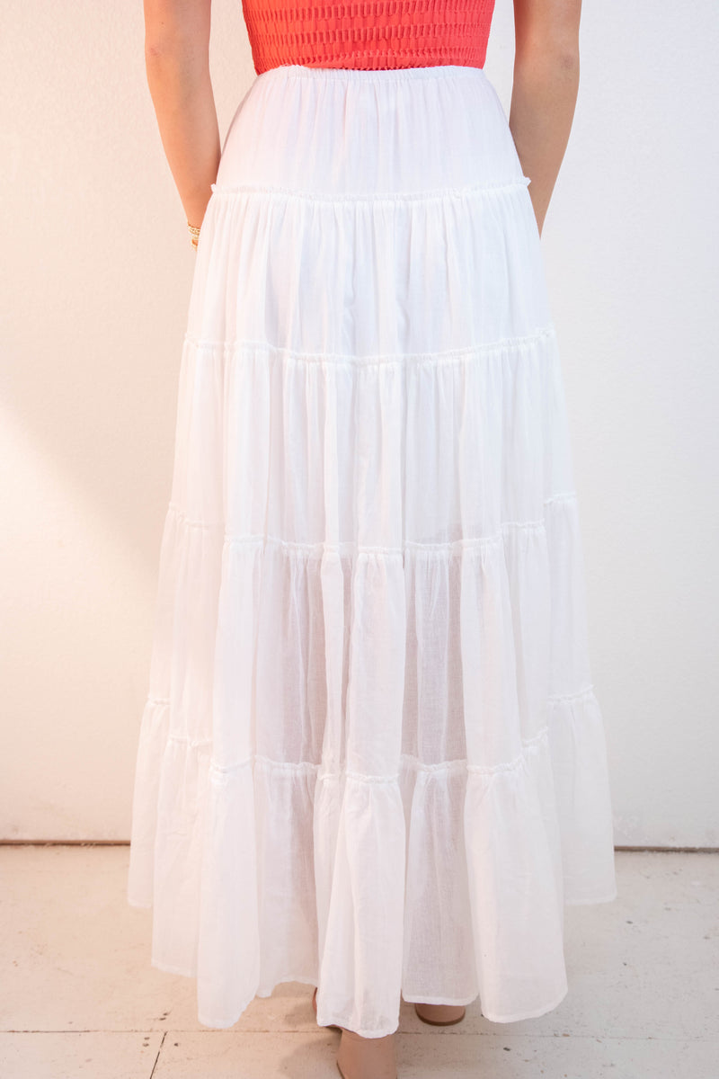Stephanie Drawstring Waist Skirt, Off White