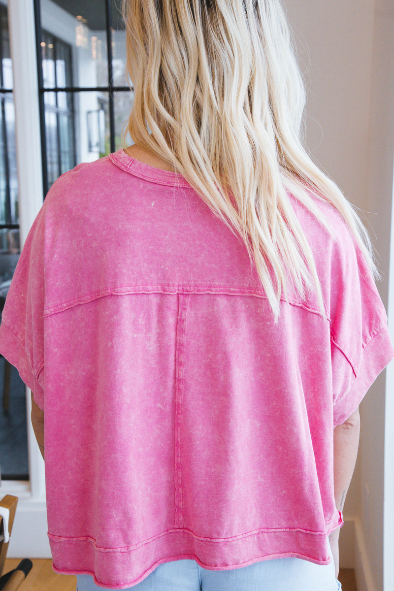 Arya Oversized Crop Knit Top, Pink