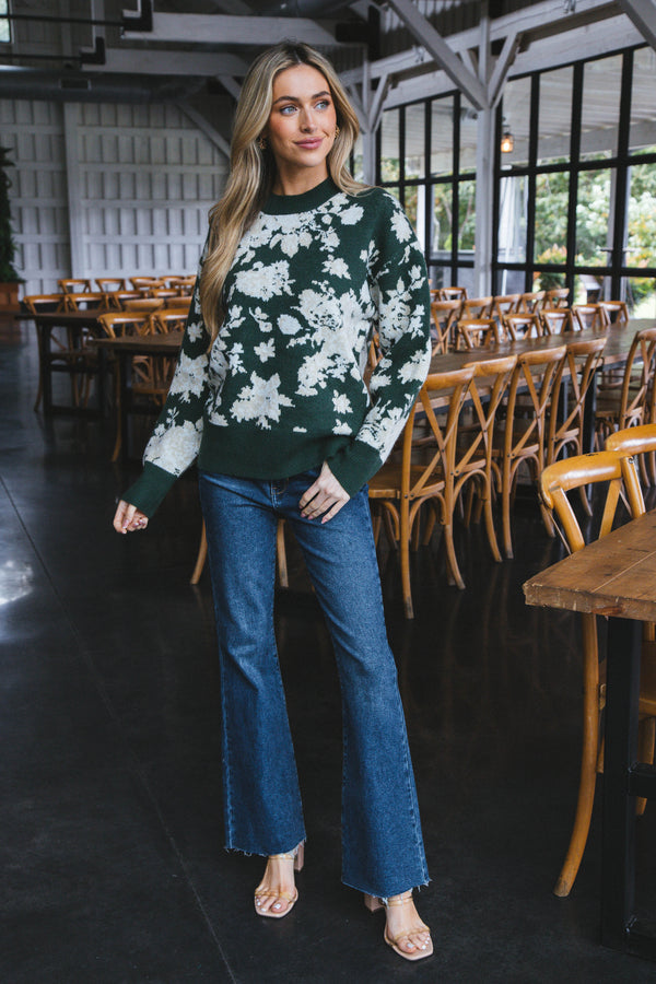 Elowen Floral Sweater, Green
