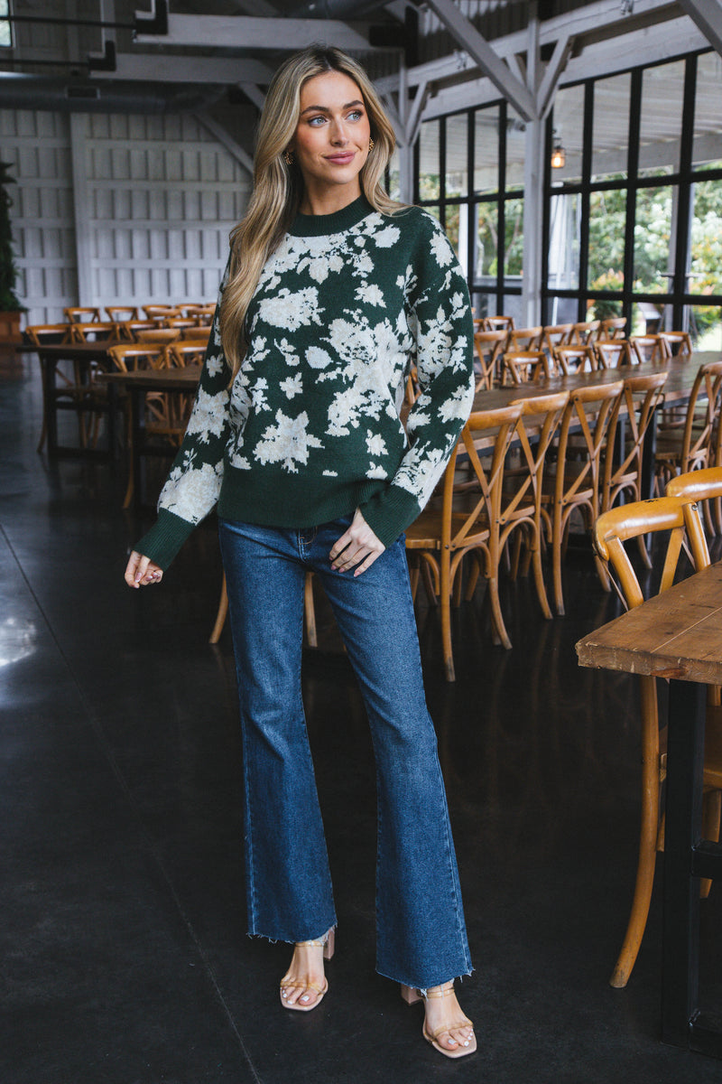 Elowen Floral Sweater, Green