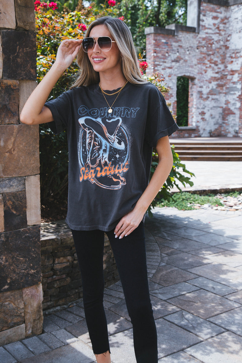 Country Stardust Tee, Vintage Black | Girl Dangerous