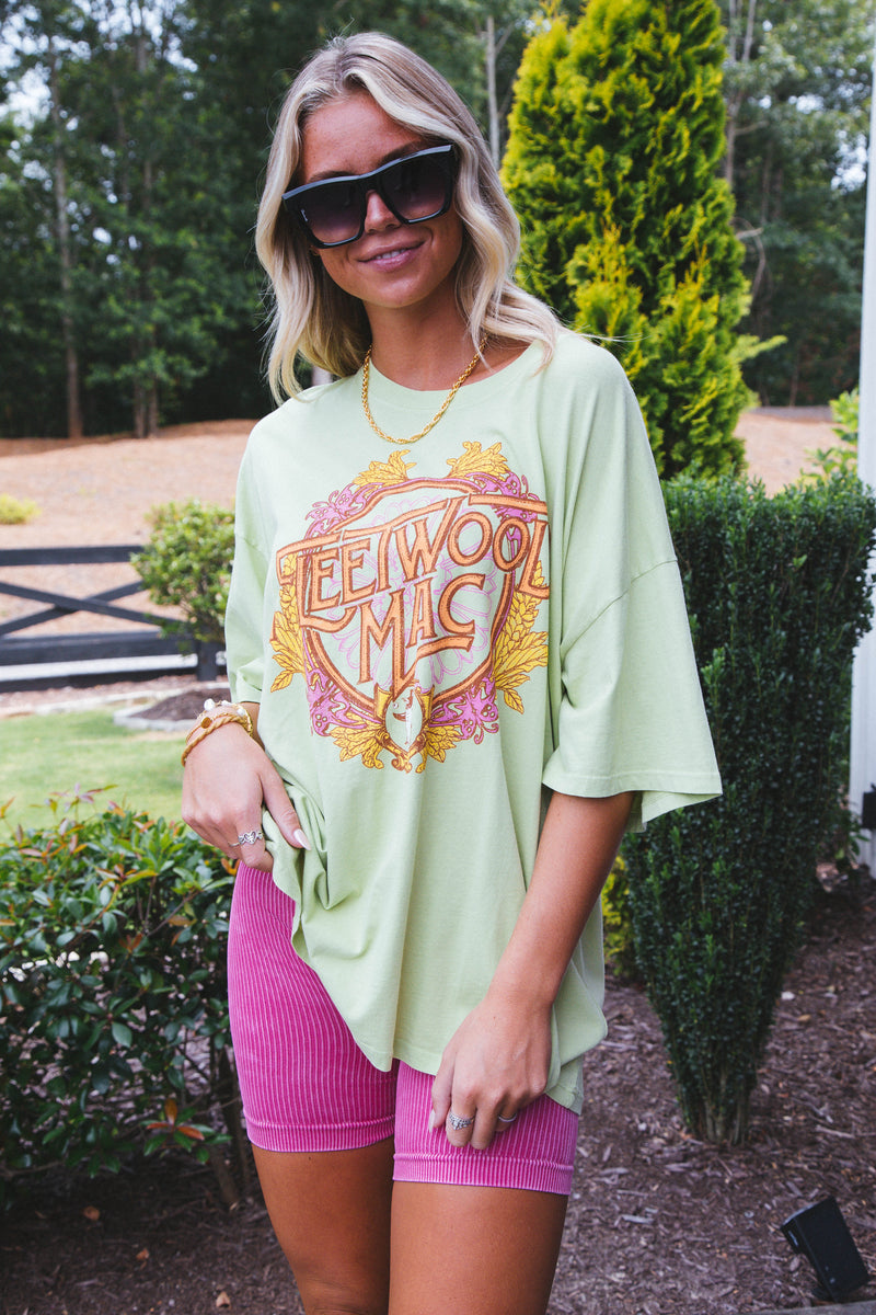 Fleetwood Mac Flower Crest Graphic Tee, Lily Green  | DayDreamer