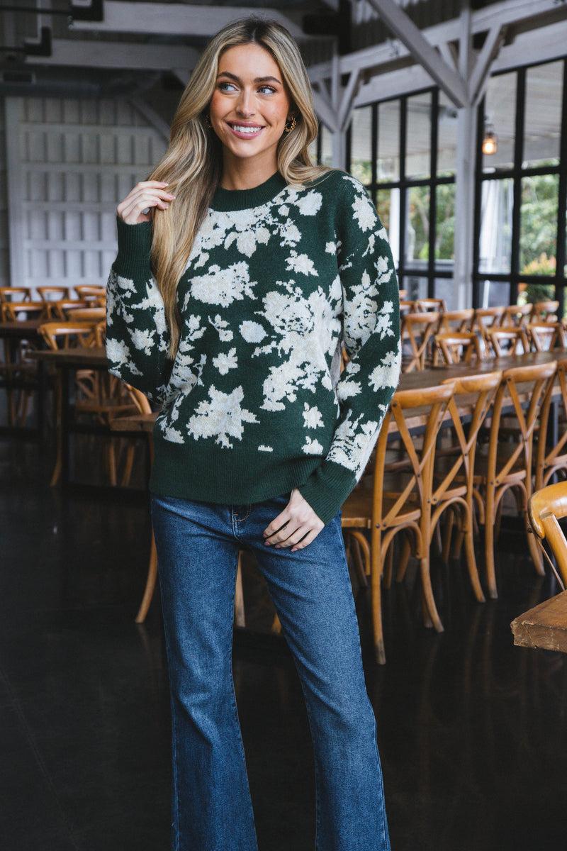 Elowen Floral Sweater, Green