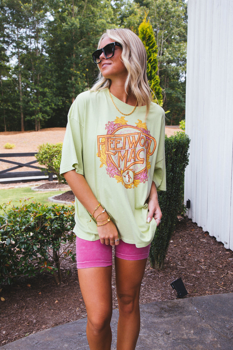 Fleetwood Mac Flower Crest Graphic Tee, Lily Green  | DayDreamer