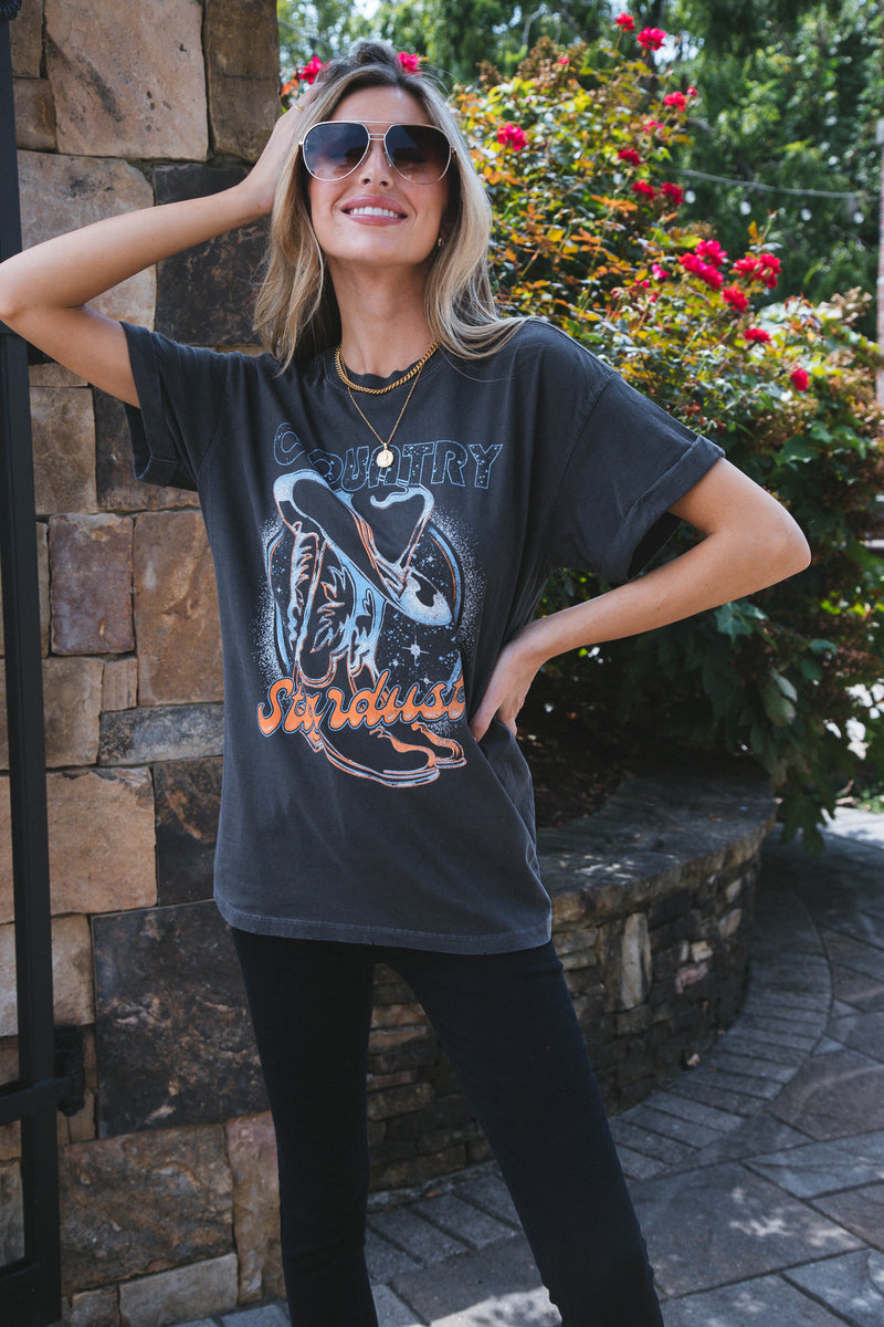 Country Stardust Tee, Vintage Black | Girl Dangerous