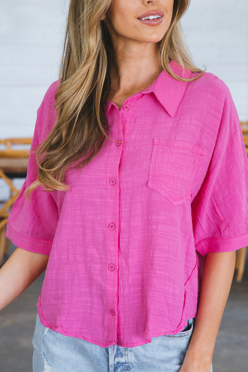 Happy Half Sleeved Woven Blouse, Pink