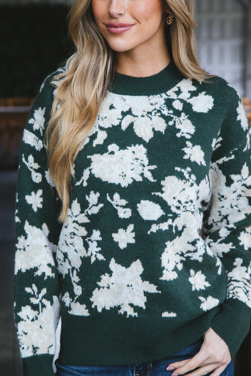 Elowen Floral Sweater, Green