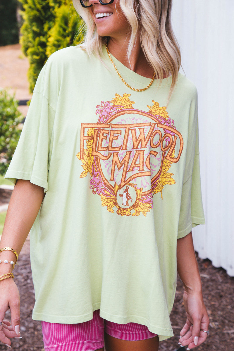 Fleetwood Mac Flower Crest Graphic Tee, Lily Green  | DayDreamer