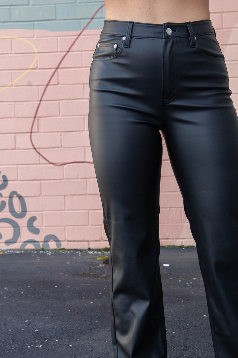 Sundaze High Rise Vintage Straight Faux Leather Pant, Cinematic | Daze