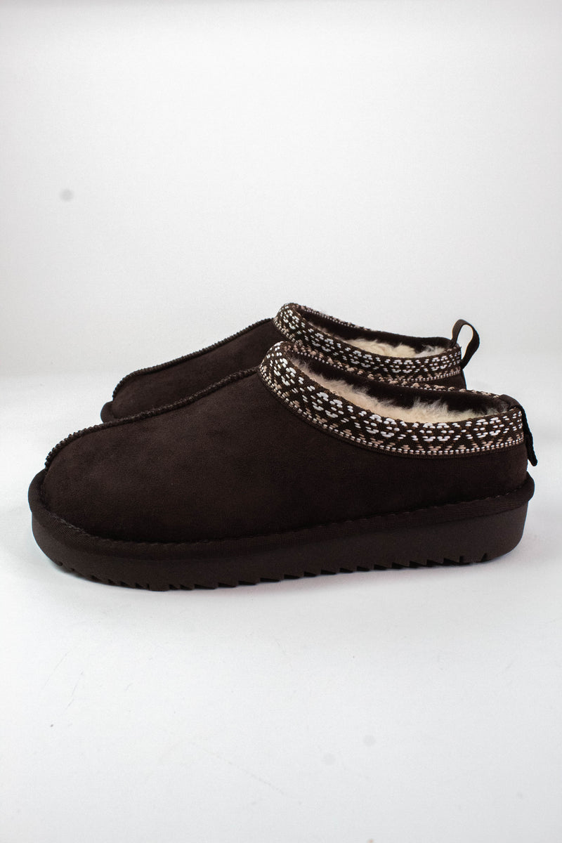 Sim Stitch Detail Suede Mule, Brown