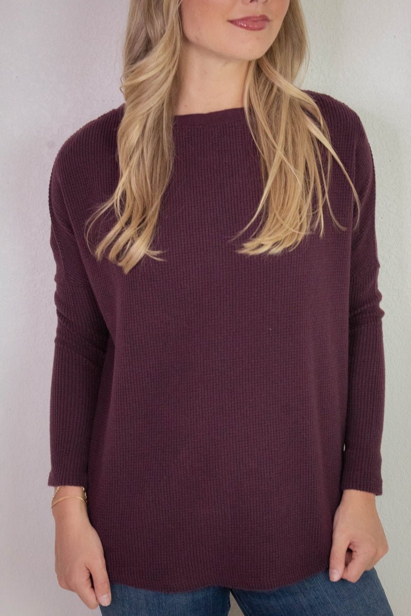 Latte Blues Thermal Solid Top, Chocolate Grape | Free People