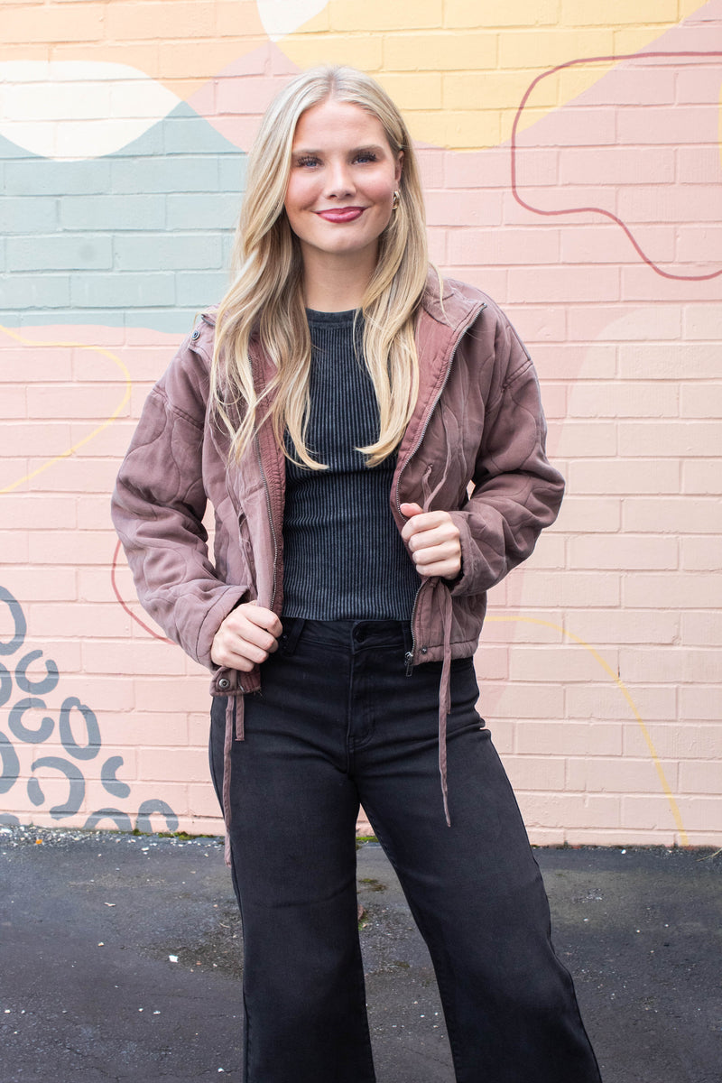 Leslie Washed Quilted Jacket, Brown