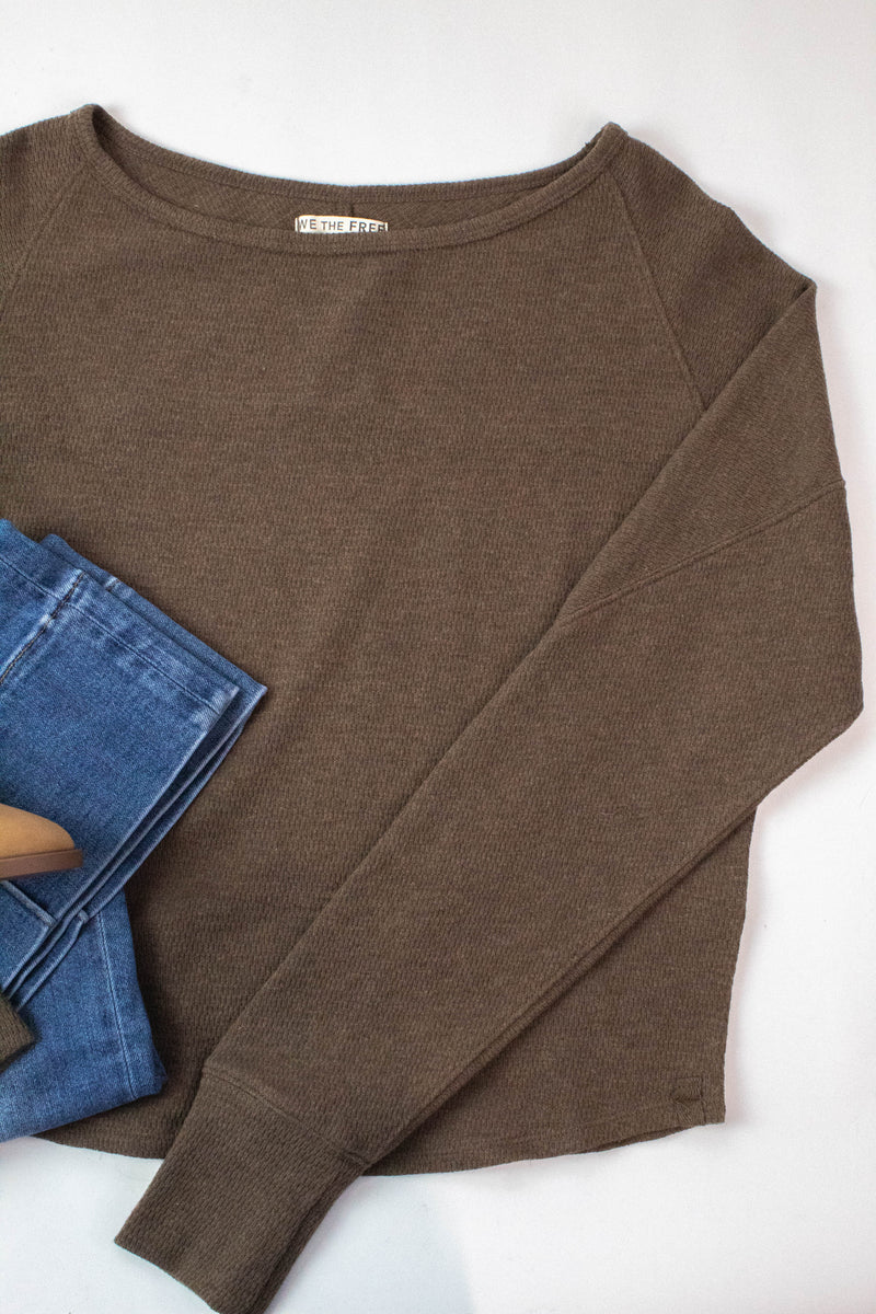 Jess Boat Neck Top, Coco Brown Heather | Free People