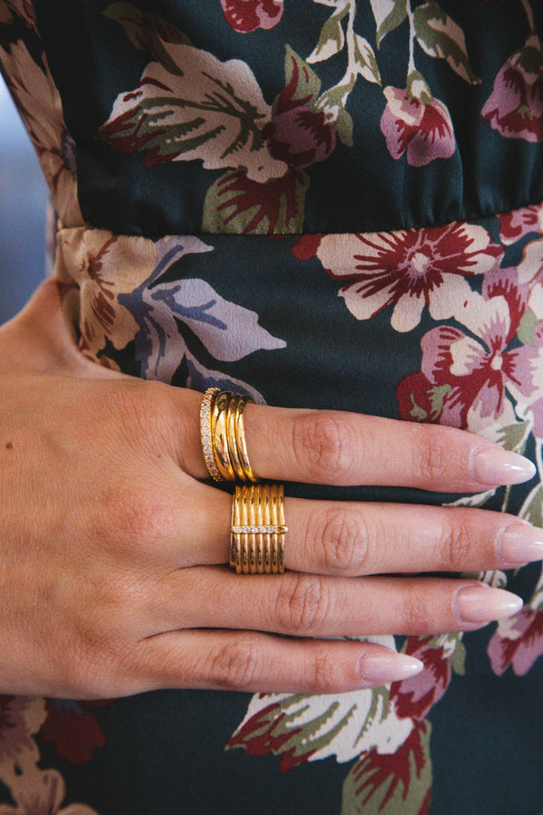 Faye Stacked Ring Set, Gold | Sahira Jewelry