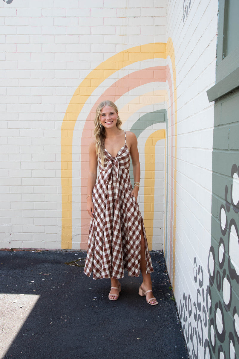 Via Midi Dress, Brown Combo | Free People