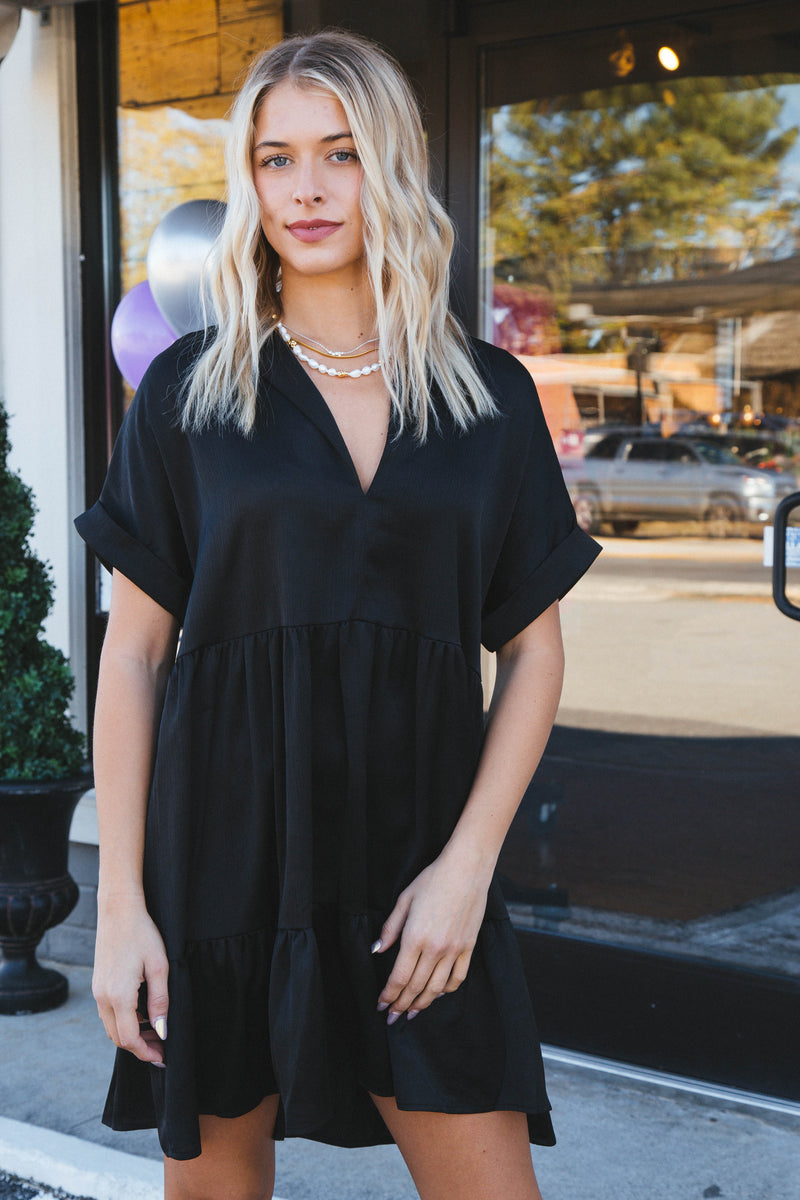 Serrano Tiered Dress, Black