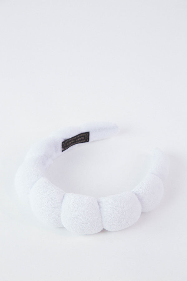 Spa Towel Scalloped Headband, White