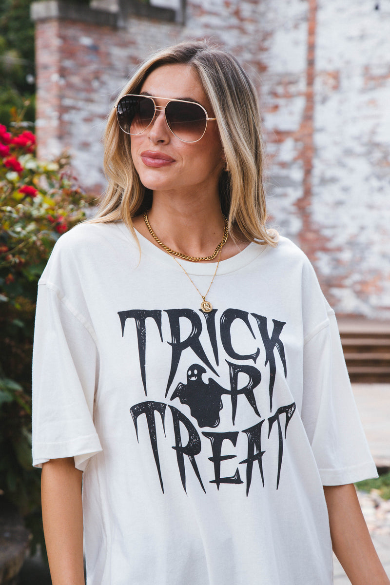 Trick Or Treat Graphic Tee, Vintage White