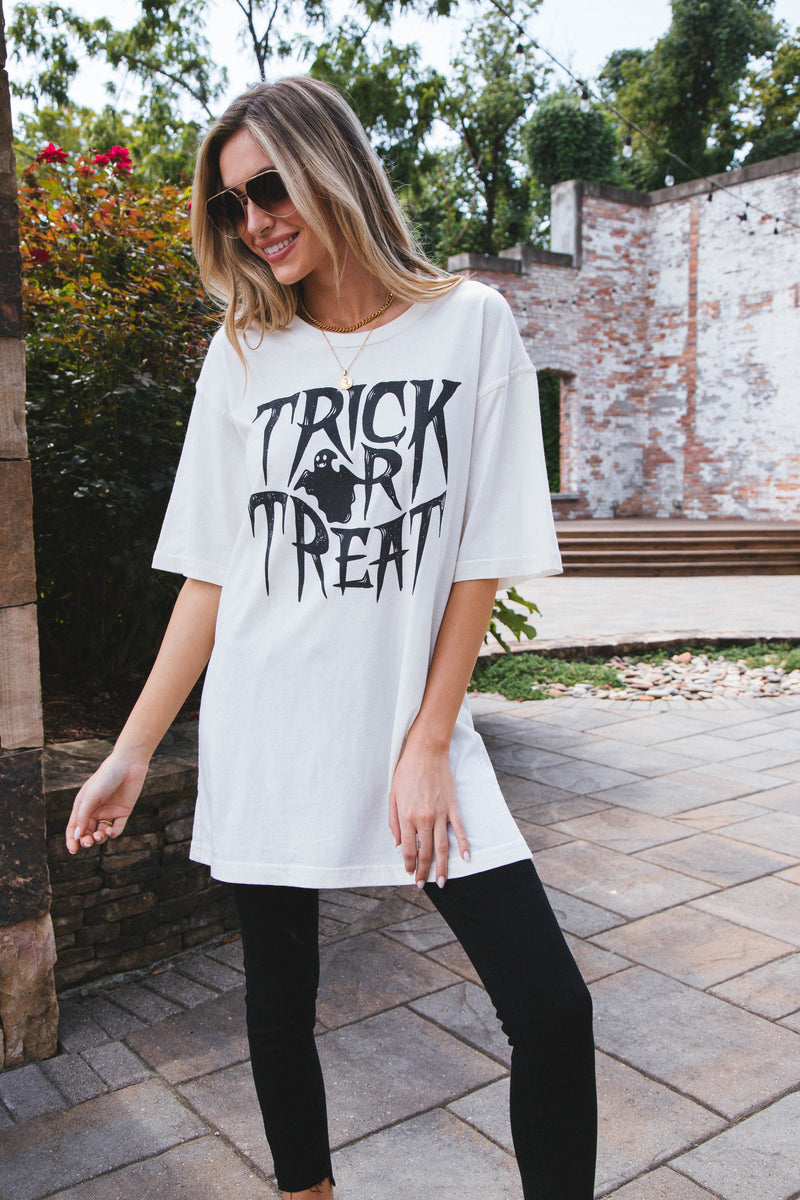 Trick Or Treat Graphic Tee, Vintage White