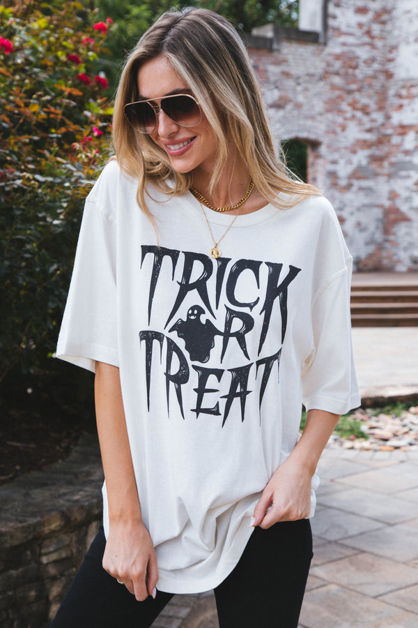 Trick Or Treat Graphic Tee, Vintage White