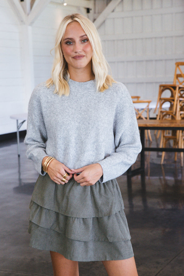 On Repeat Cropped Sweater, Heather Grey