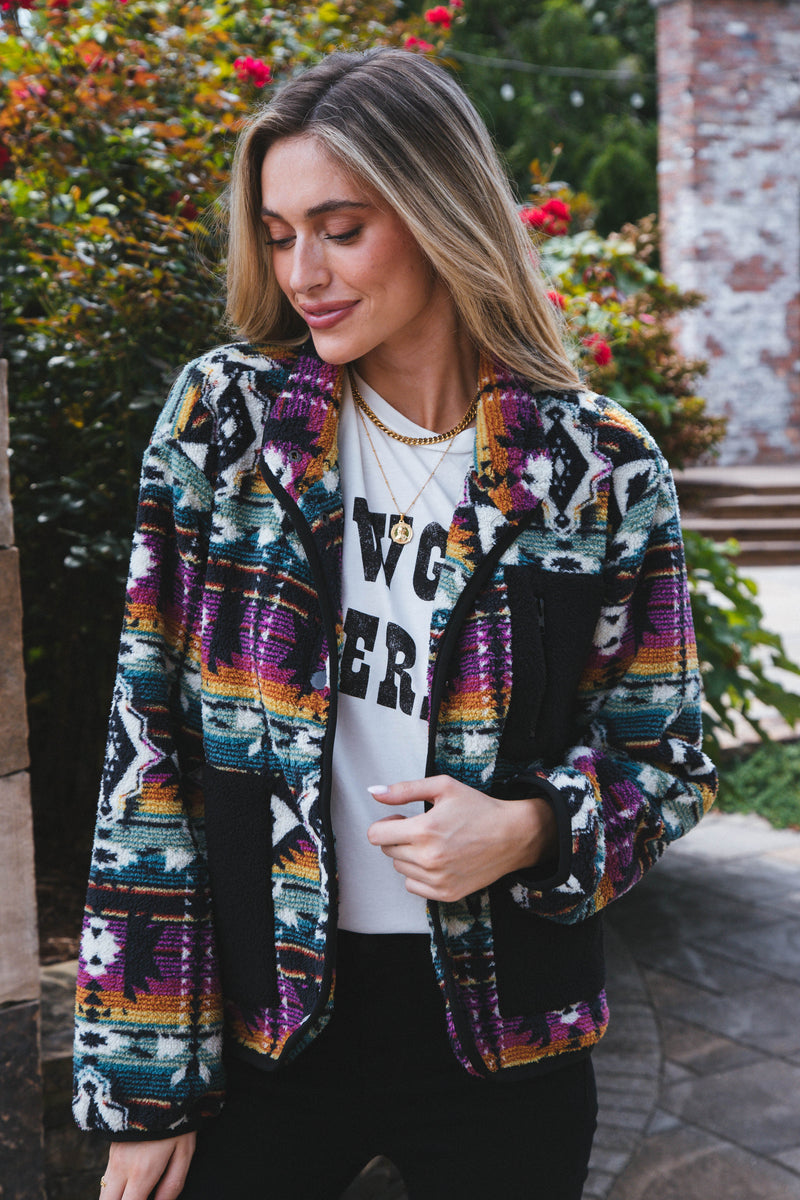 Electric Love Fleece Jacket, Black Multi