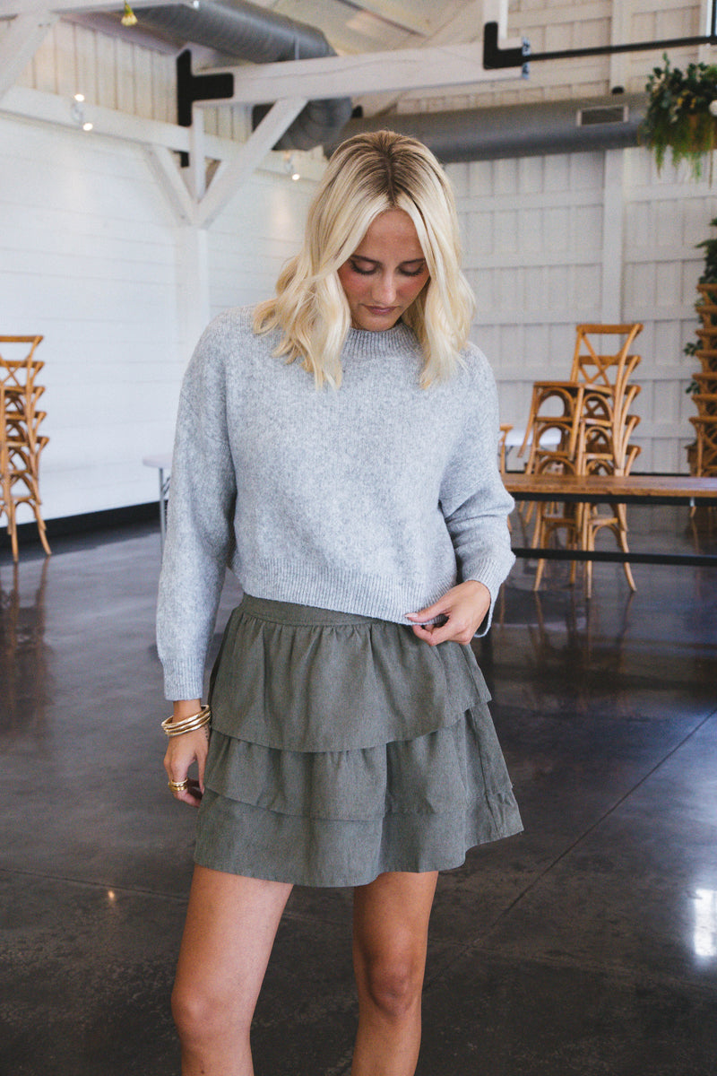 On Repeat Cropped Sweater, Heather Grey