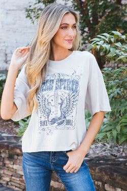 Free Spirit Boxy Crop Graphic Tee, Stone