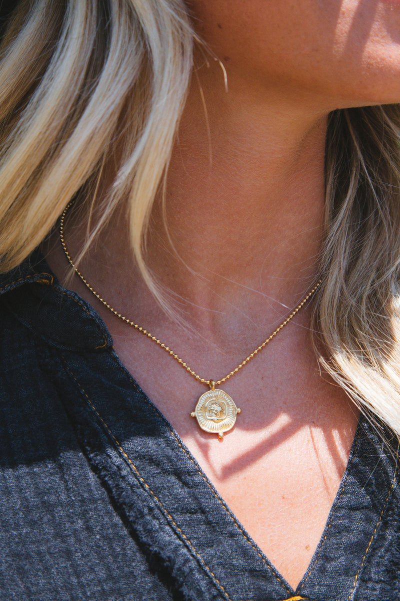 Skyler Coin Necklace, Gold | Sahira Jewelry
