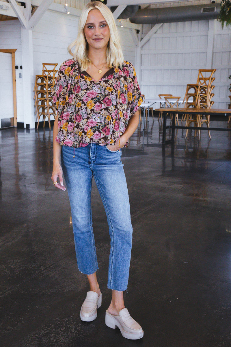 Frenzy Floral Blouse, Brown