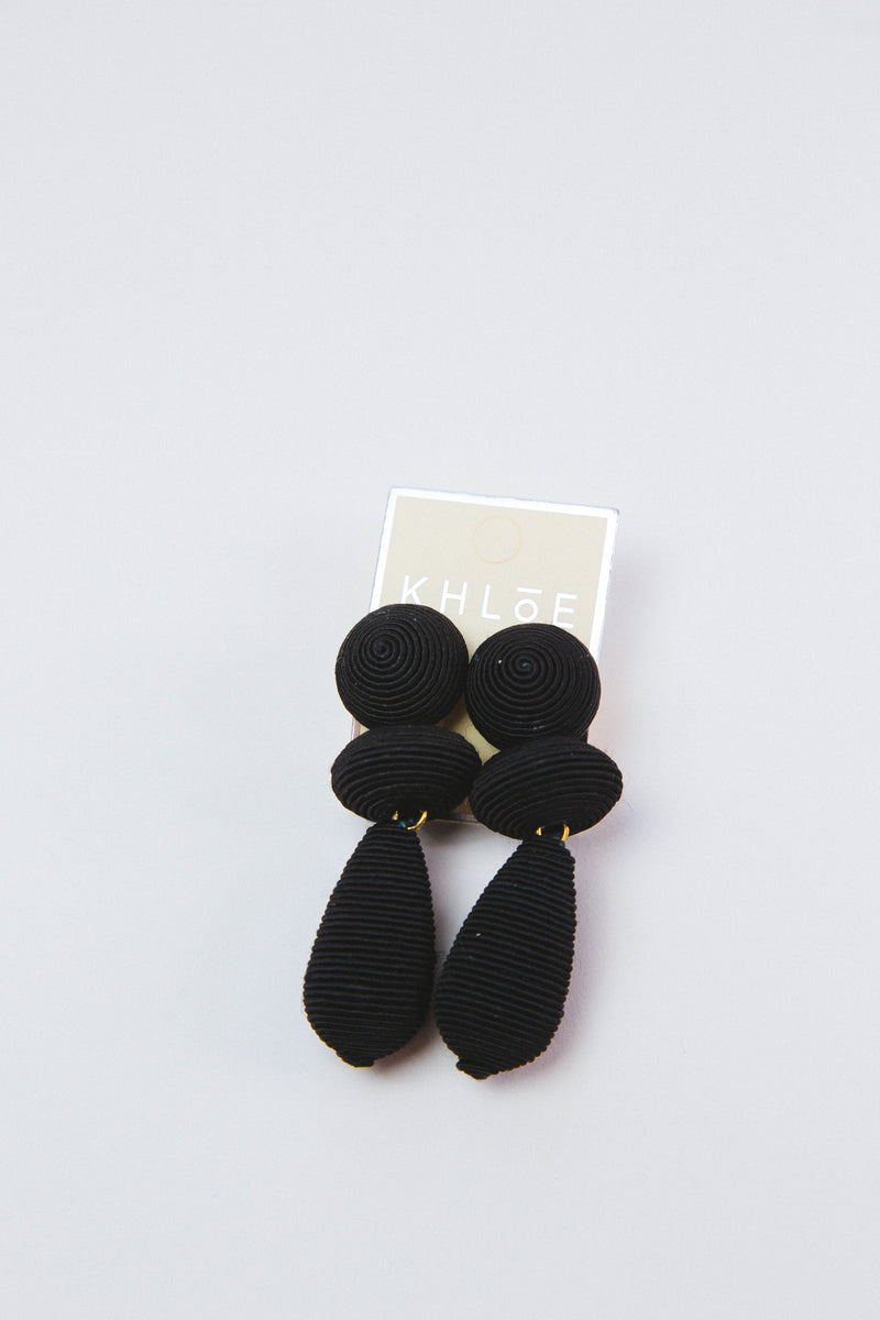 Thread Geometric Earrings, Black